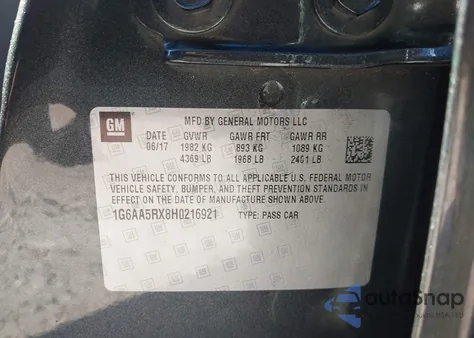 2017 Cadillac Ats Standard из США, поврежденный, VIN 1G6AA5RX8H0216921